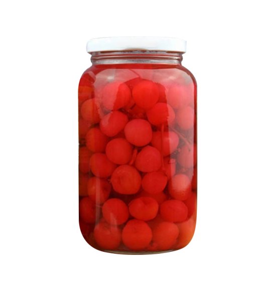 Canned red pitted cherries with stem  3600G
