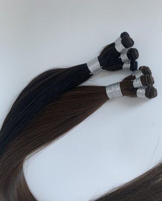 100% human hair Double Drawn Hand Tied  Hair Weft 