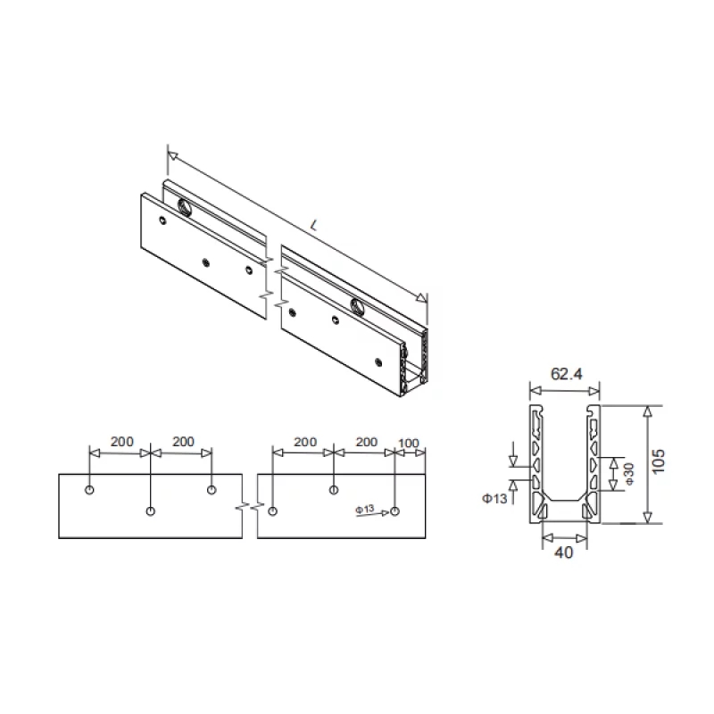 ALU21 ALUMINUM BASE SHOE - FASCIA MOUNT ALU21 ALUMINUM BASE SHOE - FASCIA MOUNT