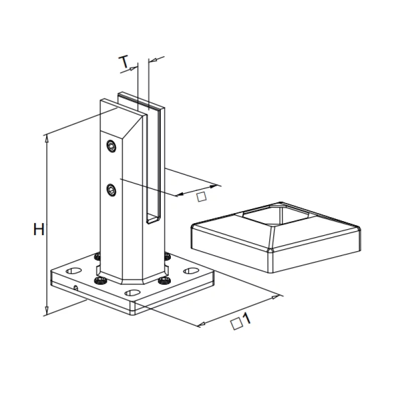 SQUARE BASE SPIGOT WITH BASE & COVER - TOP MOUNT SQUARE BASE SPIGOT WITH BASE & COVER - TOP MOUNT