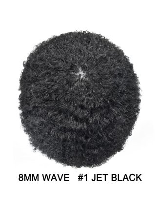 8mm Curls Afro Human Hair Piece Toupee for Men