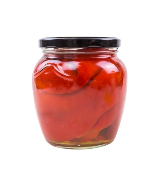 Marinated sweet pepper whole in glass jar