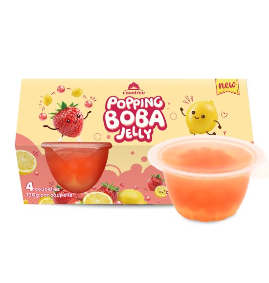 Lemonade Jelly with Strawberry Boba  