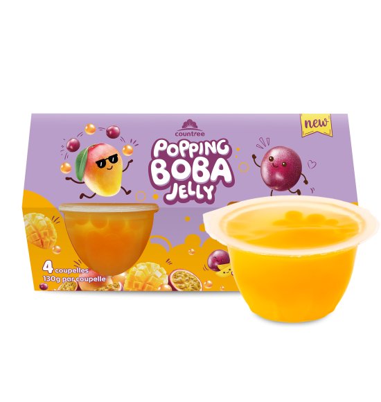 Mango Jelly with Passion fruit Boba pearls