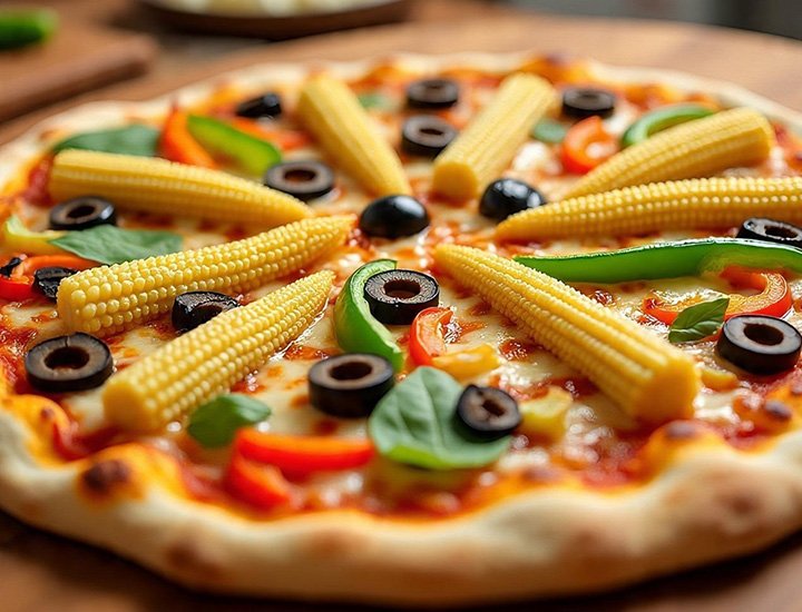 Baby Corn Pizza & Pasta 3
