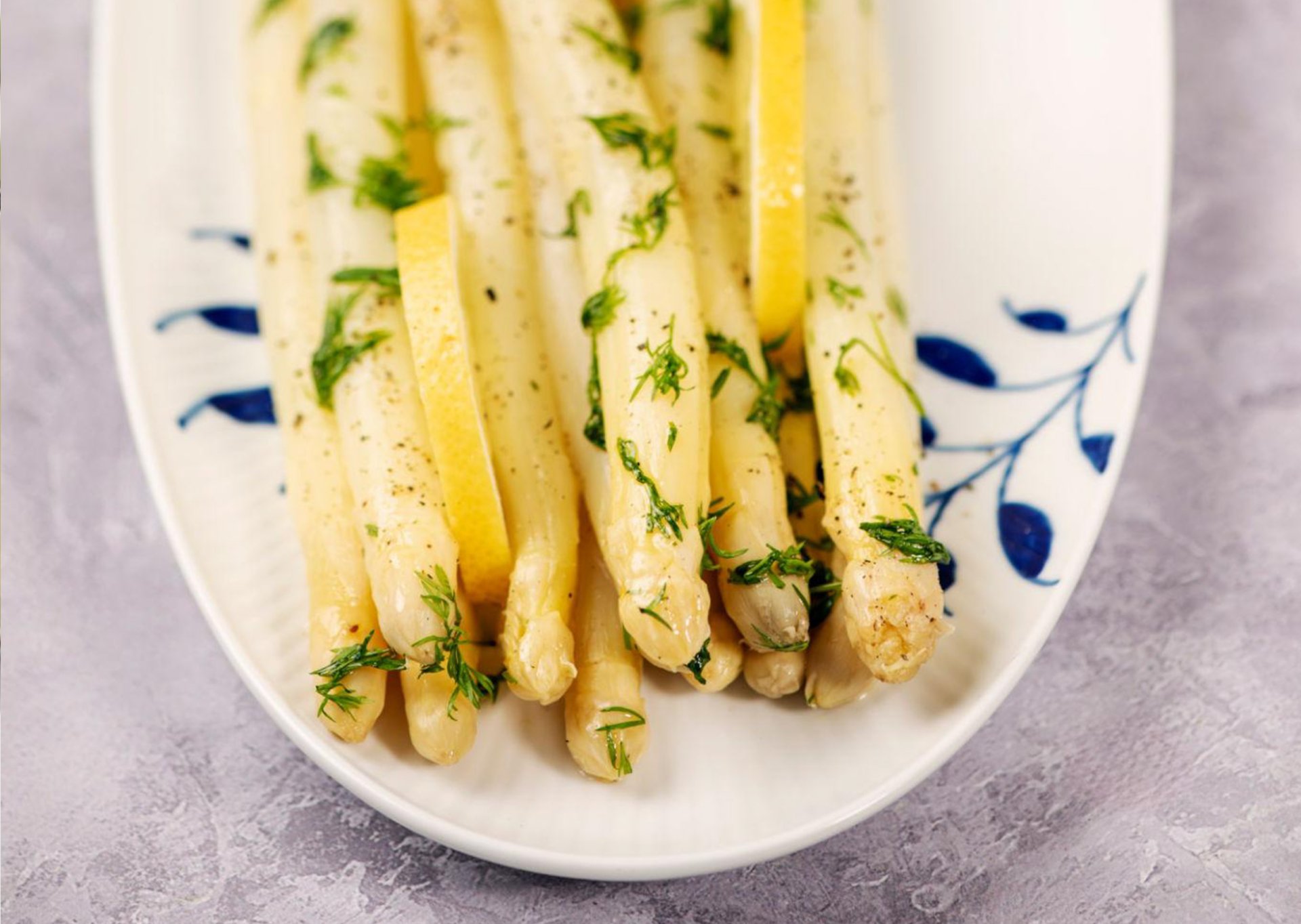 Chilled canned asparagus with bright vinaigrette dressing
