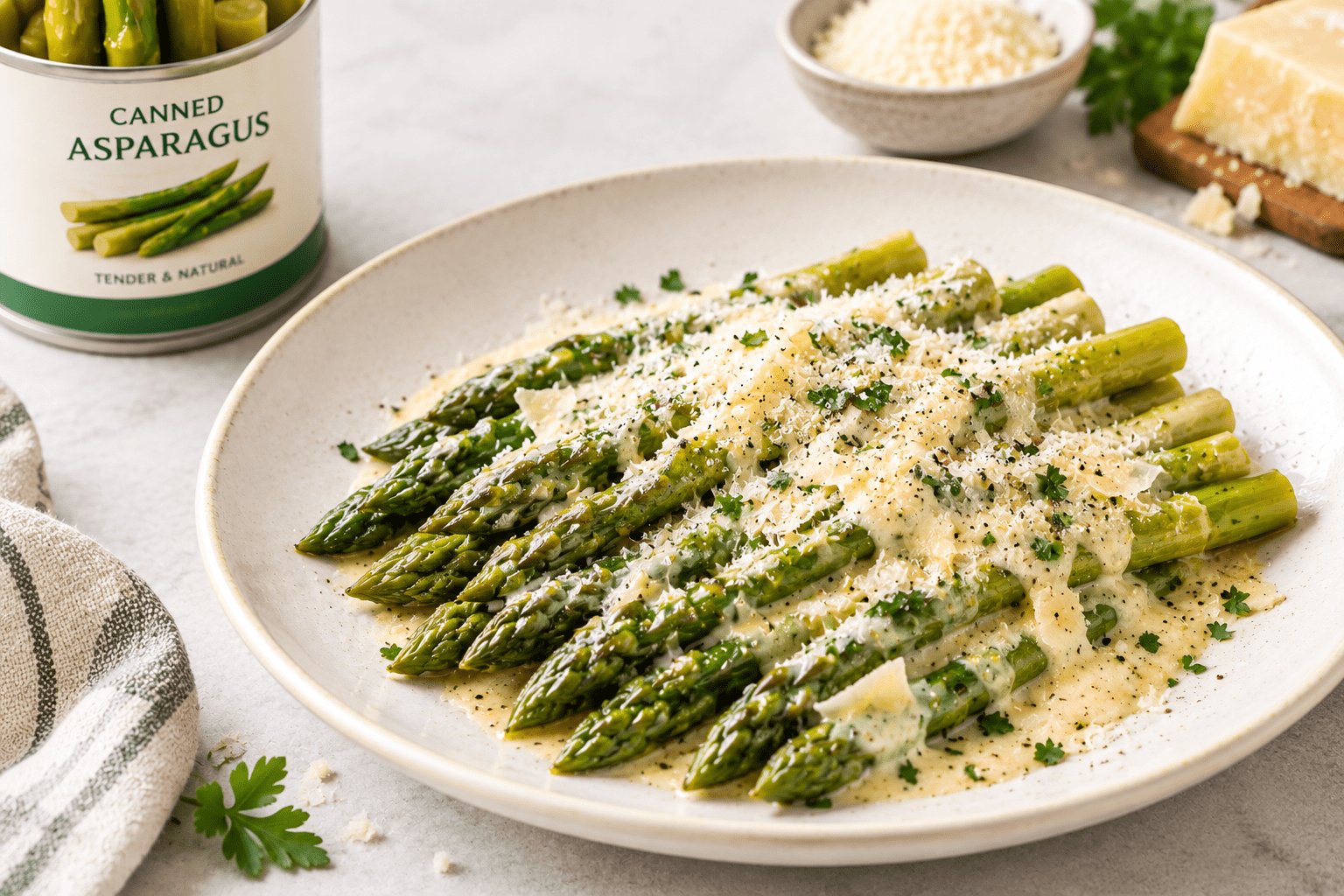 Creamy Parmesan Canned Asparagus