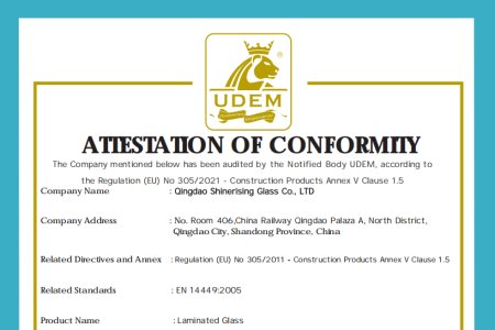 CE certificate- Laminated glass