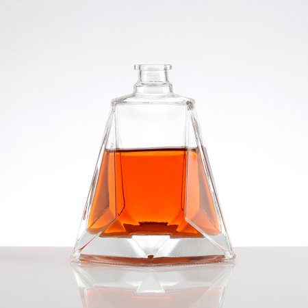 Trapezoidal flat glass liquor bottle