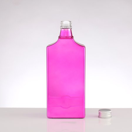 Pink Metallic Square Glass Bottle