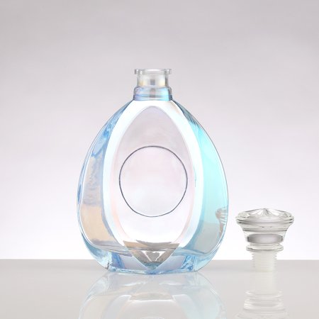 Blue Teardrop Liquor Glass Bottle