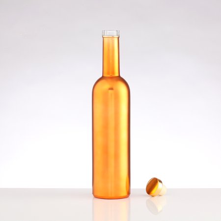 Orange Metallic Liquor Glass Bottle