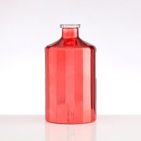 Red Cylindrical Liquor Glass Bottle