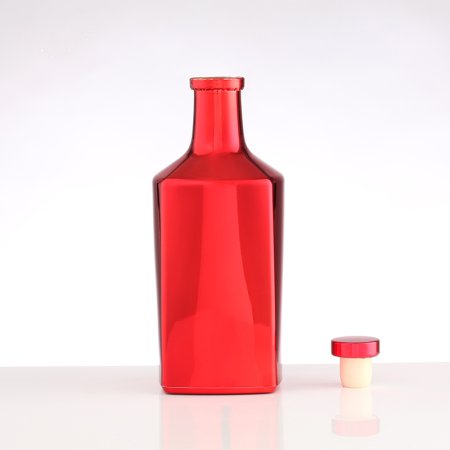 Red Metallic Liquor Glass Bottle