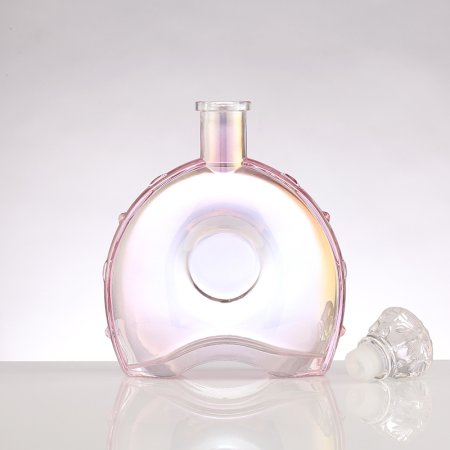 Pink Round Liquor Glass Bottle