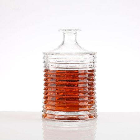 Layered ring texture glass spirit bottle