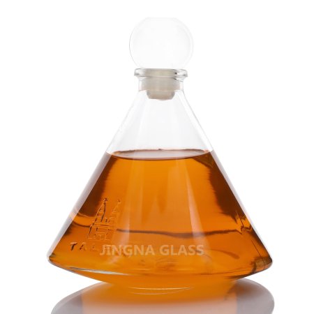 Uniquely sculpted conical 700ml brandy glass bottle
