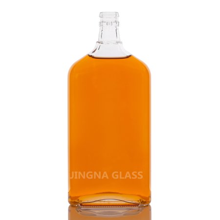 Sloping shoulder flat glass bottle