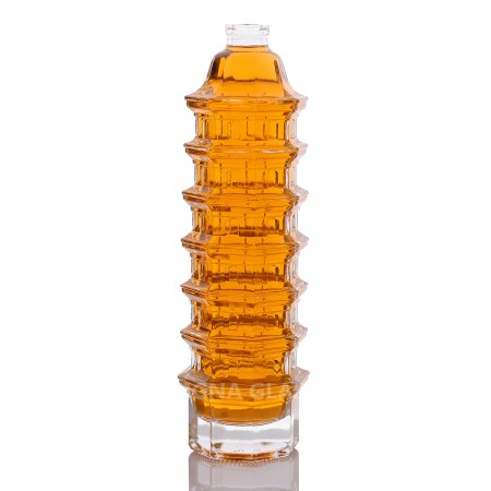 High tower shape liquor glass bottle