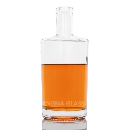 750ml flat shoulder round glass bottle
