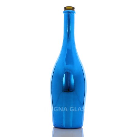 750ml Blue Electroplated Champagne Glass Bottle
