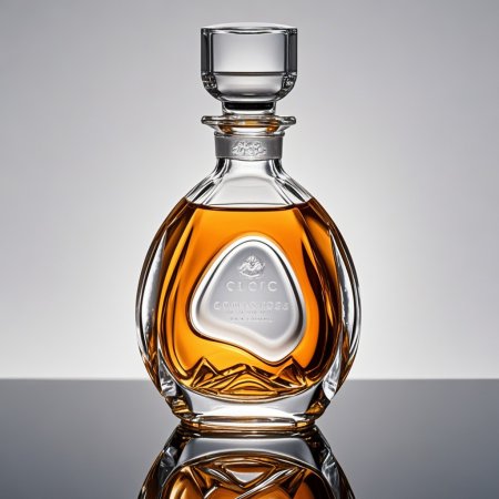 Flat Round Customized 375ml Gin Whiskey Glass Bottle