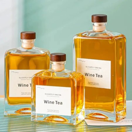 Square Customizable Sake Wine Liquor Glass Bottle