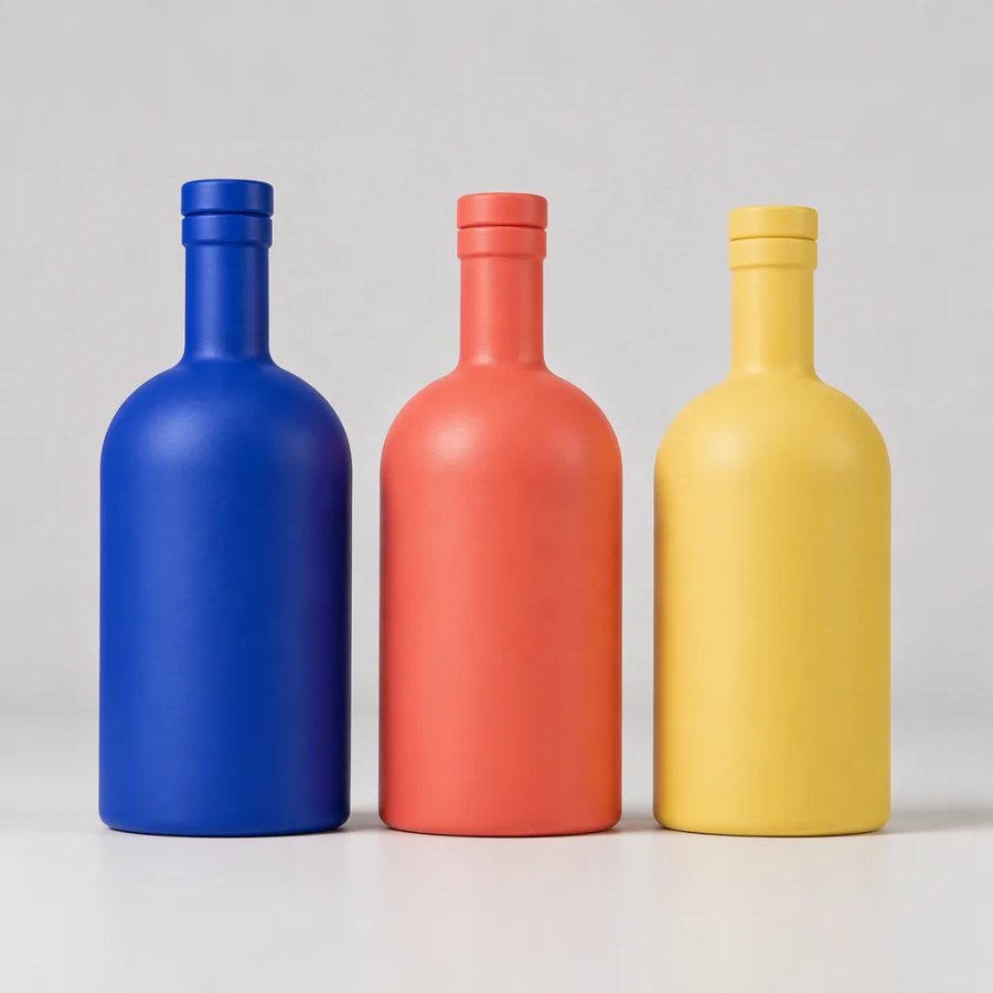 Painting White Color 750ml Vodka Glass Bottles