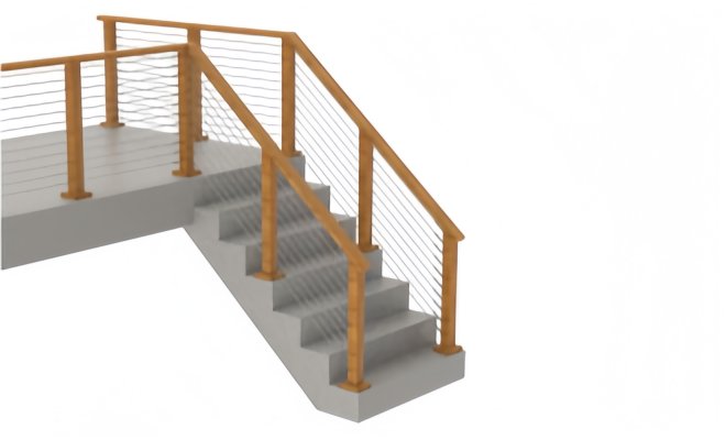 CABLE RAILING SYSTEM - Wood Post Stair Mount