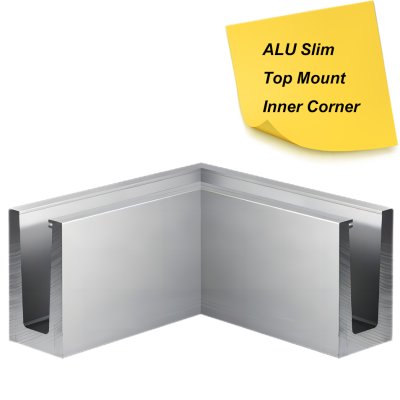 ALU SLIM ALUMINUM BASE SHOE INSIDE CORNER - TOP MOUNT