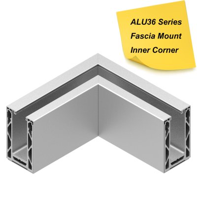 ALU36 ALUMINUM BASE SHOE INSIDE CORNER - FASCIA MOUNT