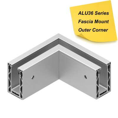 ALU36 ALUMINUM BASE SHOE OUTSIDE CORNER - FASCIA MOUNT