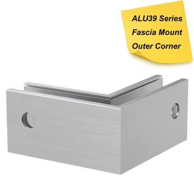ALU39 ALUMINUM BASE SHOE OUTER CORNER - FASCIA MOUNT