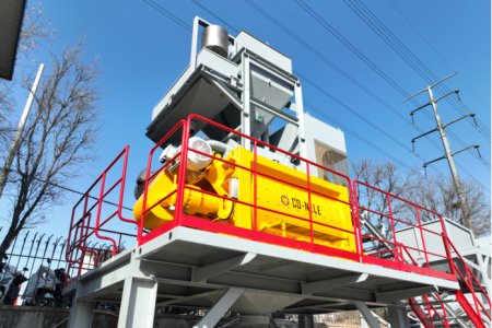 The three major system advantages of HZS180T integrated concrete mixing plant