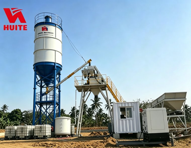HZS25 Small Stationary Concrete Batching Plant | HUITE Machinery
