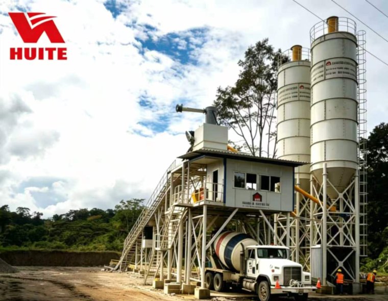 HUITE HZS90 Stationary Concrete Batching Plant - 90m³/h High Efficiency ...