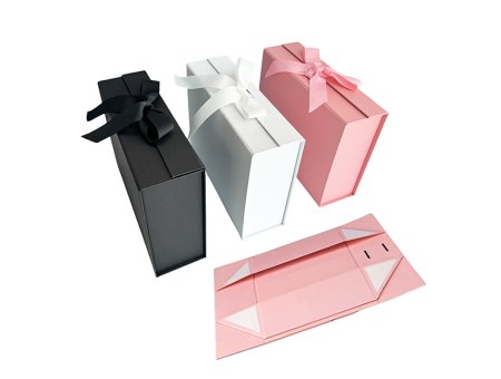 Magnetic folding Paper Box with Ribbon