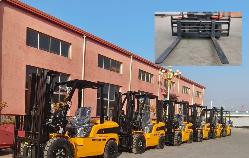 Carretilla elevadora diésel Atlapex Packing CPCD40 de 4 toneladas con desplazador lateral y posicionador de horquillas.