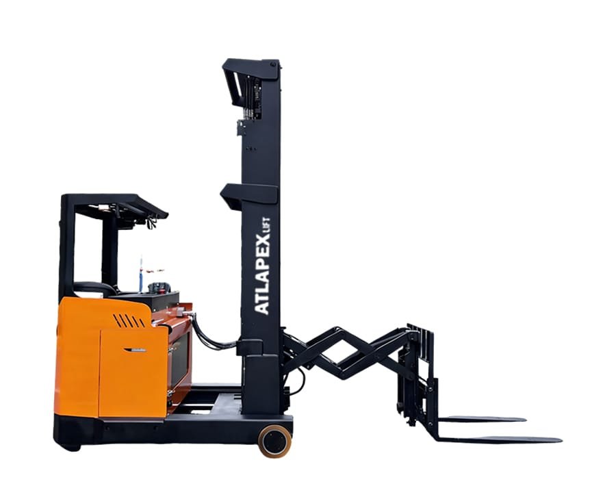 Carretilla elevadora eléctrica de doble tijera retráctil (con asiento) — 1T, 1,6T