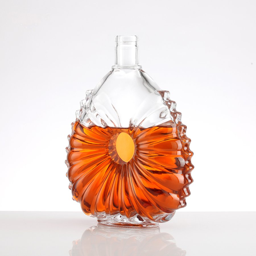 700ML brandy flower shaped glass bottle (3)