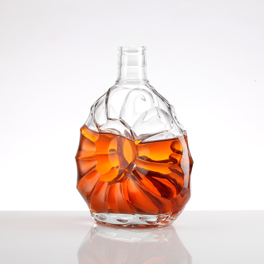 Flower Shape Round Rum Glass Bottle (2)