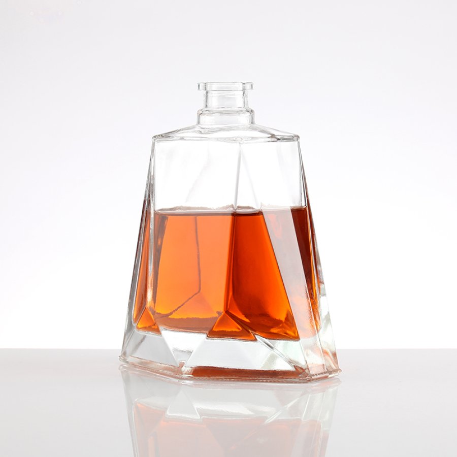 Trapezoidal flat glass liquor bottle (3)