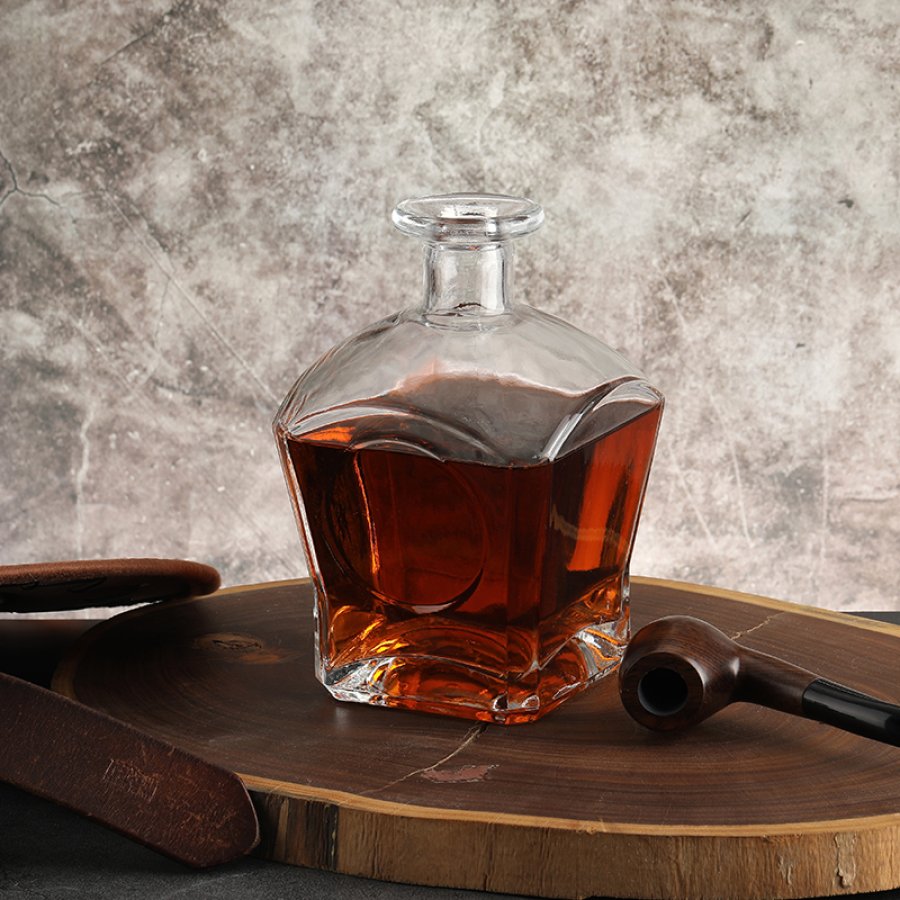 Square drop shoulder  Whisky Liquor Glass Bottle (2)