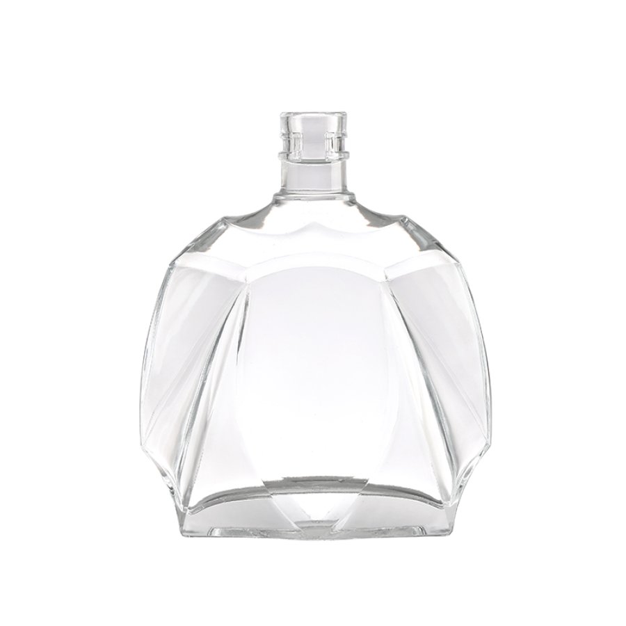 750ml  transparent flat brandy bottle (4)