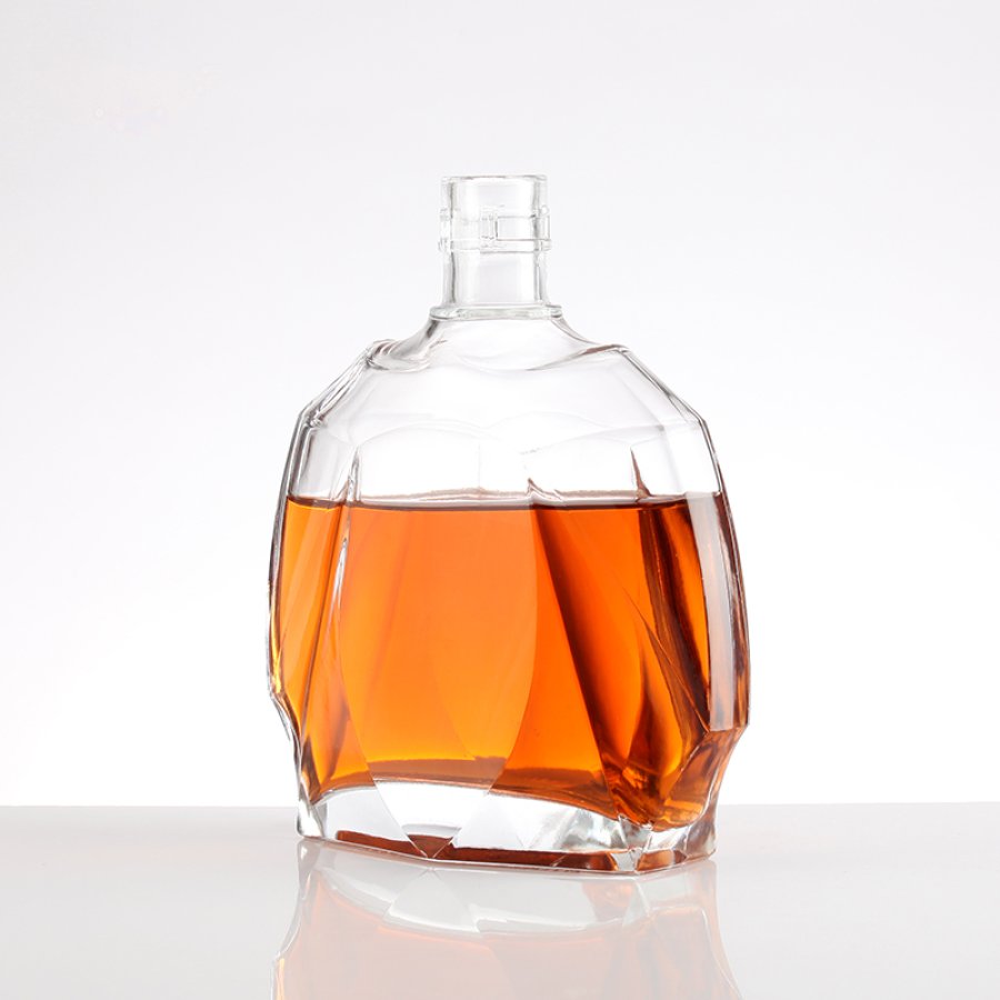 750ml  transparent flat brandy bottle (3)