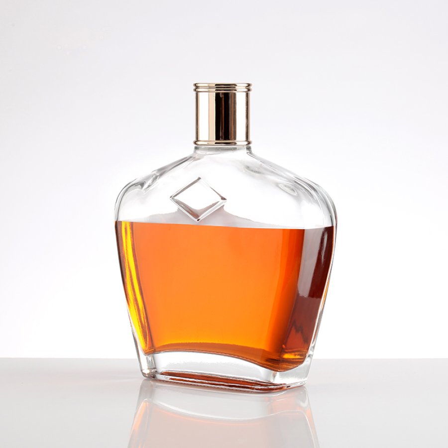 750ml flat square brandy glass bottle (2)