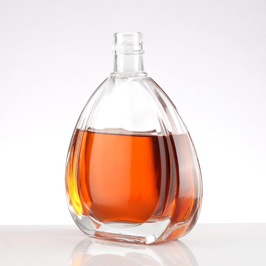 Transparent flat 700ml glass brandy bottle (3)