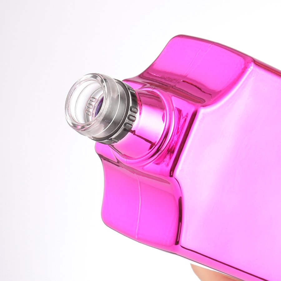 Pink Metallic Square Glass Bottle (3)