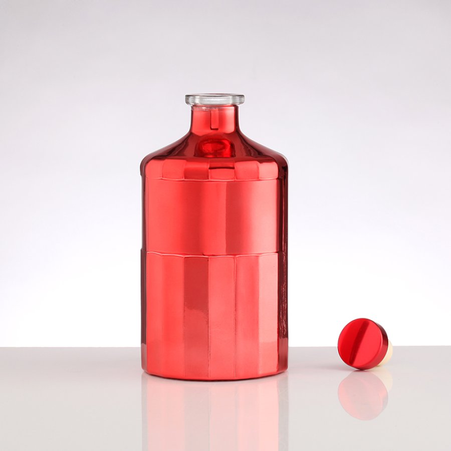 Red Cylindrical Liquor Glass Bottle (6)