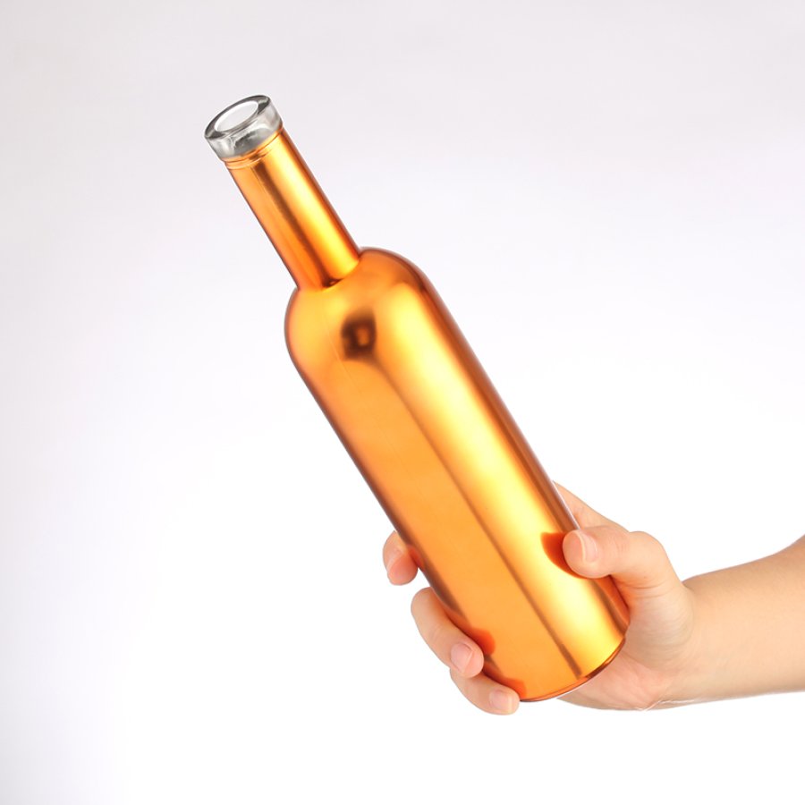 Orange Metallic Liquor Glass Bottle (4)